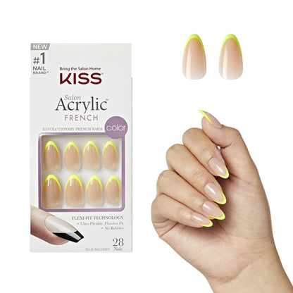 KISS Salon Acrylic French, Press-On Nails, Nail glue included