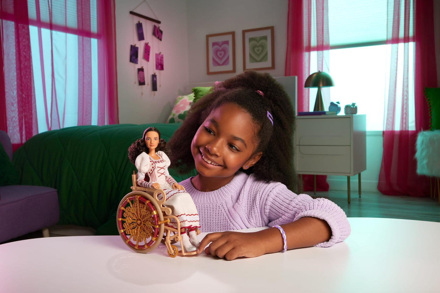 Mattel Universal Wicked Nessarose Fashion Doll & Accessories, Including Wheelchair, with Brown Curly Hair, Poseable & Removable Ballroom Look