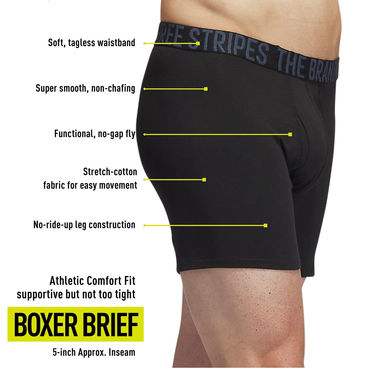 adidas Men's Stretch Cotton Boxer Brief Underwear (4-Pack)