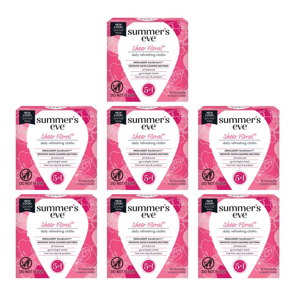 Summer's Eve Eve Cleansing Cloths for Sensitive Skin, Sheer Floral 16 ea (Pack of 7)