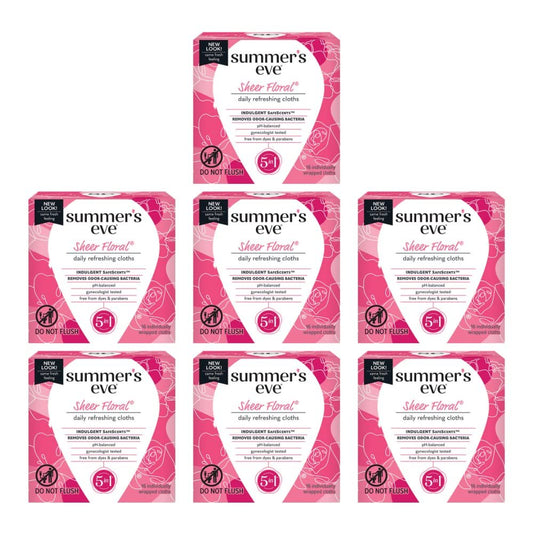 Summer's Eve Eve Cleansing Cloths for Sensitive Skin, Sheer Floral 16 ea (Pack of 7)