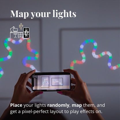 Twinkly Flex 6.5ft, LED Tube Multi Color, RGB LED Strip Flexible, Compatible with Alexa and Google Home, Gaming Lights, 16 M+ Colors, USB C Powered, App Mapping, White Wire