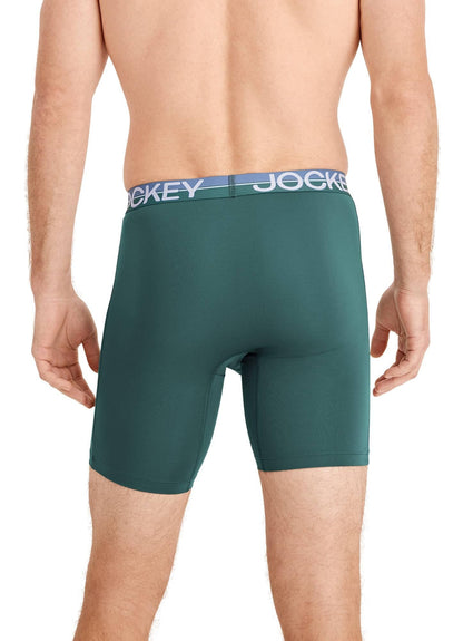 Jockey Men's Underwear Infinite Cool Microfiber Stretch 8" Long Leg Boxer Brief - 3 Pack