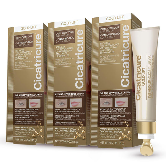 Cicatricure Gold Lift Dual Contour Eye and Lip Wrinkle Cream, Anti Aging Skin Care to Reduce Dark Circles, Puffiness & Expression Lines