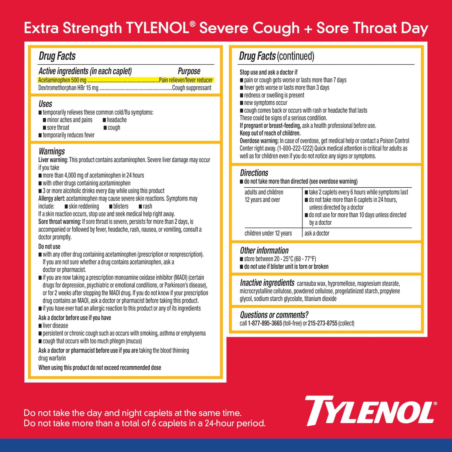 Tylenol Caplets Severe Cough + Sore Throat