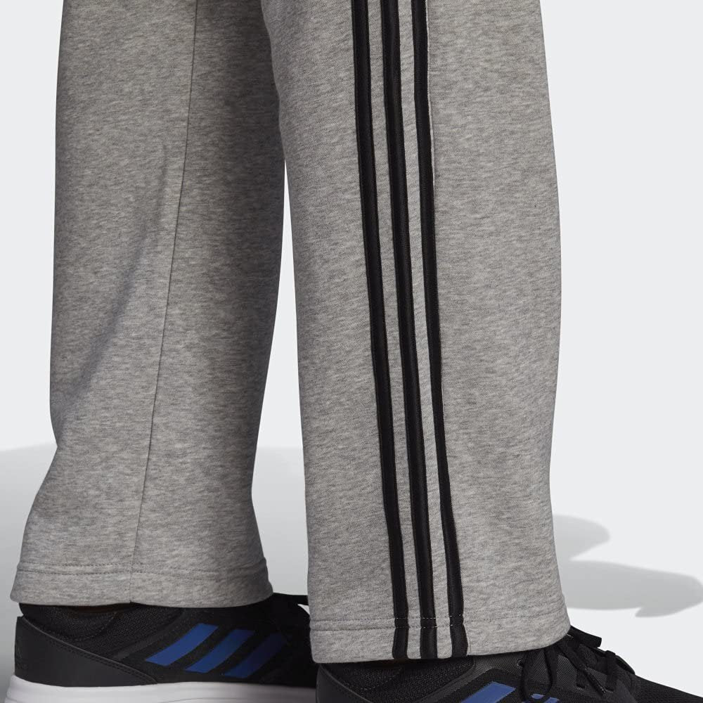 adidas Mens Essentials Fleece Open Hem 3-Stripes Pants