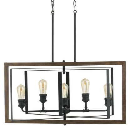 Home Decorators Collection Palermo Grove Collection 5-Light Black Gilded Iron Linear Chandelier