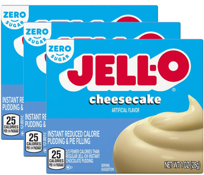 Jell-O Zero Sugar Cheesecake Instant Pudding & Pie Filling Mix 1 oz Box (Pack of 3)