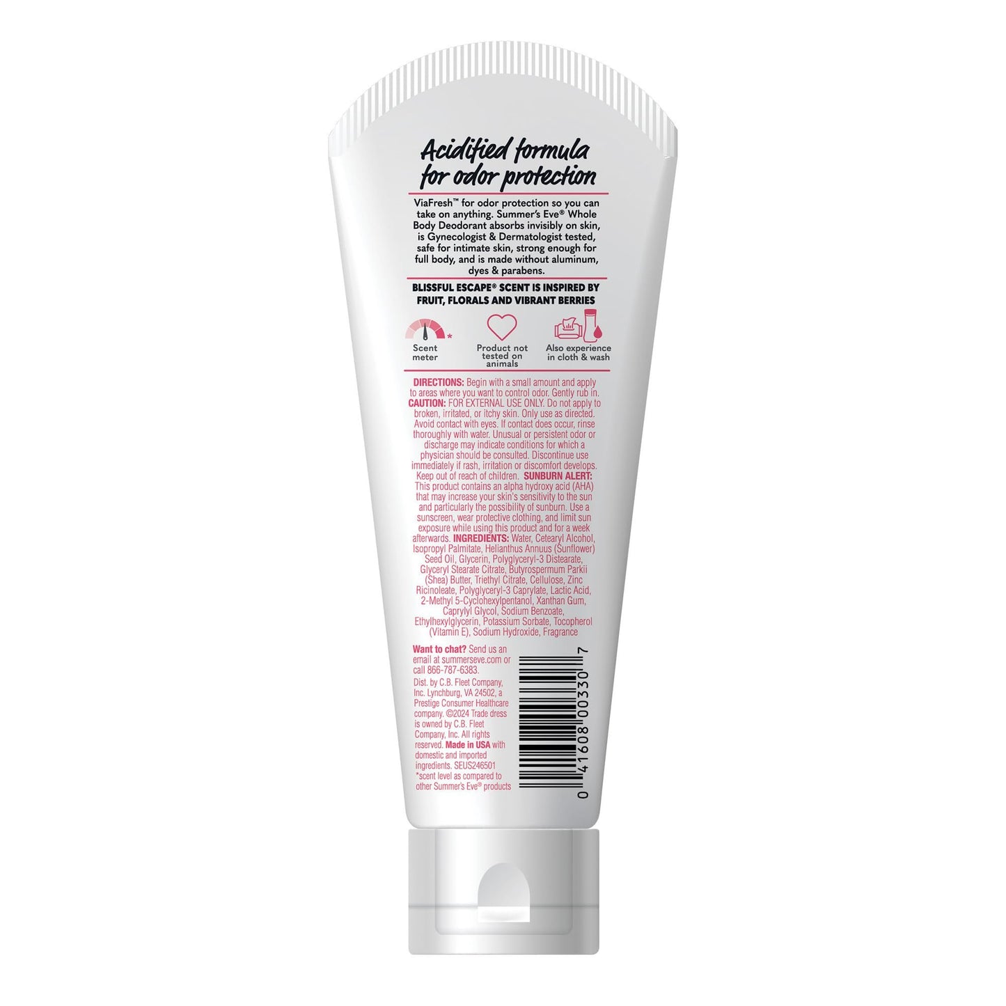Summer's Eve Whole Body Deodorant Cream, Blissful Escape