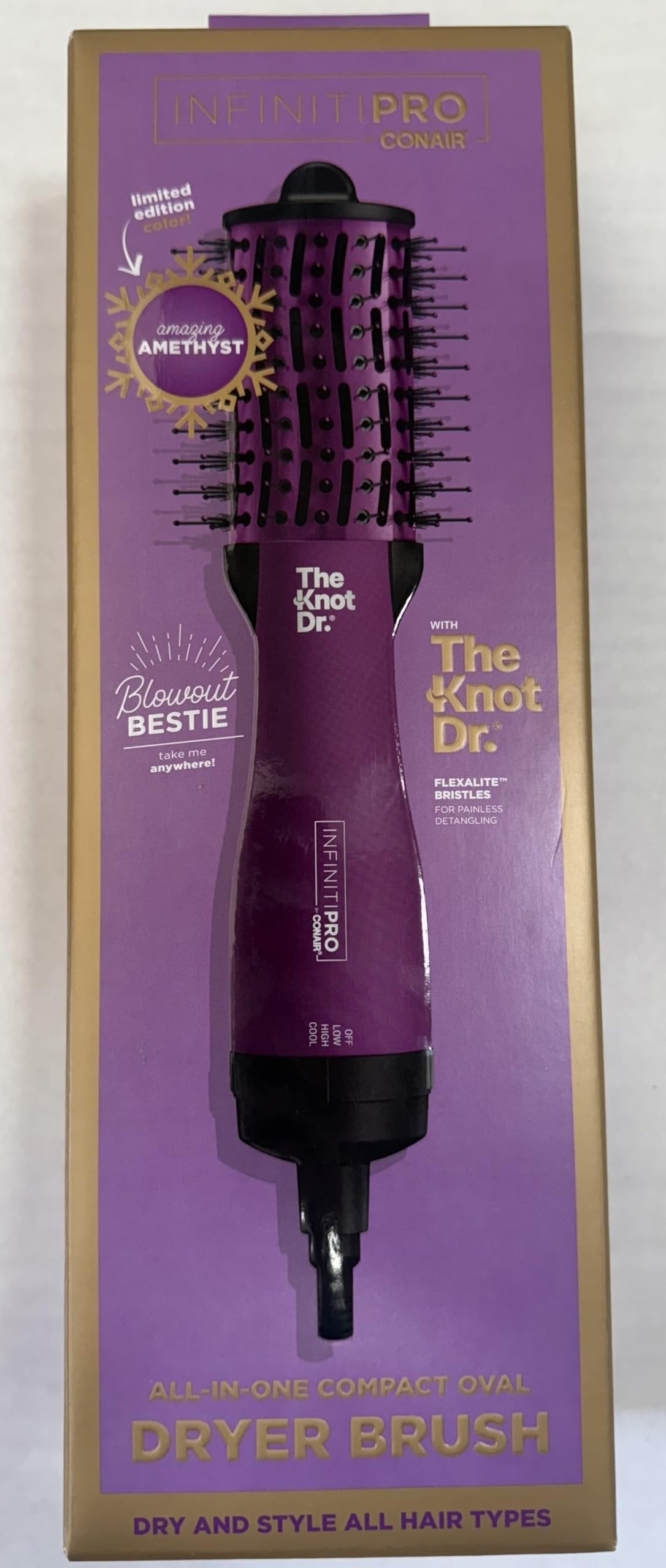 Infiniti Pro by Conair The Knot Dr. All-in-One Oval Hair Dryer Brush, Amethyst Purple, 700W