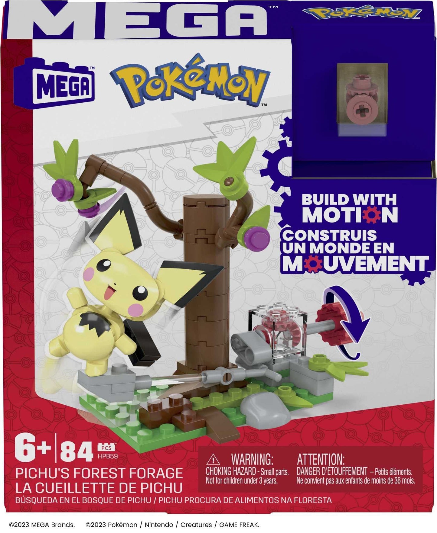 MEGA Pokémon Action Figure Building Toys Set, Pichu's Forest Forage with 84 Pieces, Motion and 1 Poseable and Buildable Character