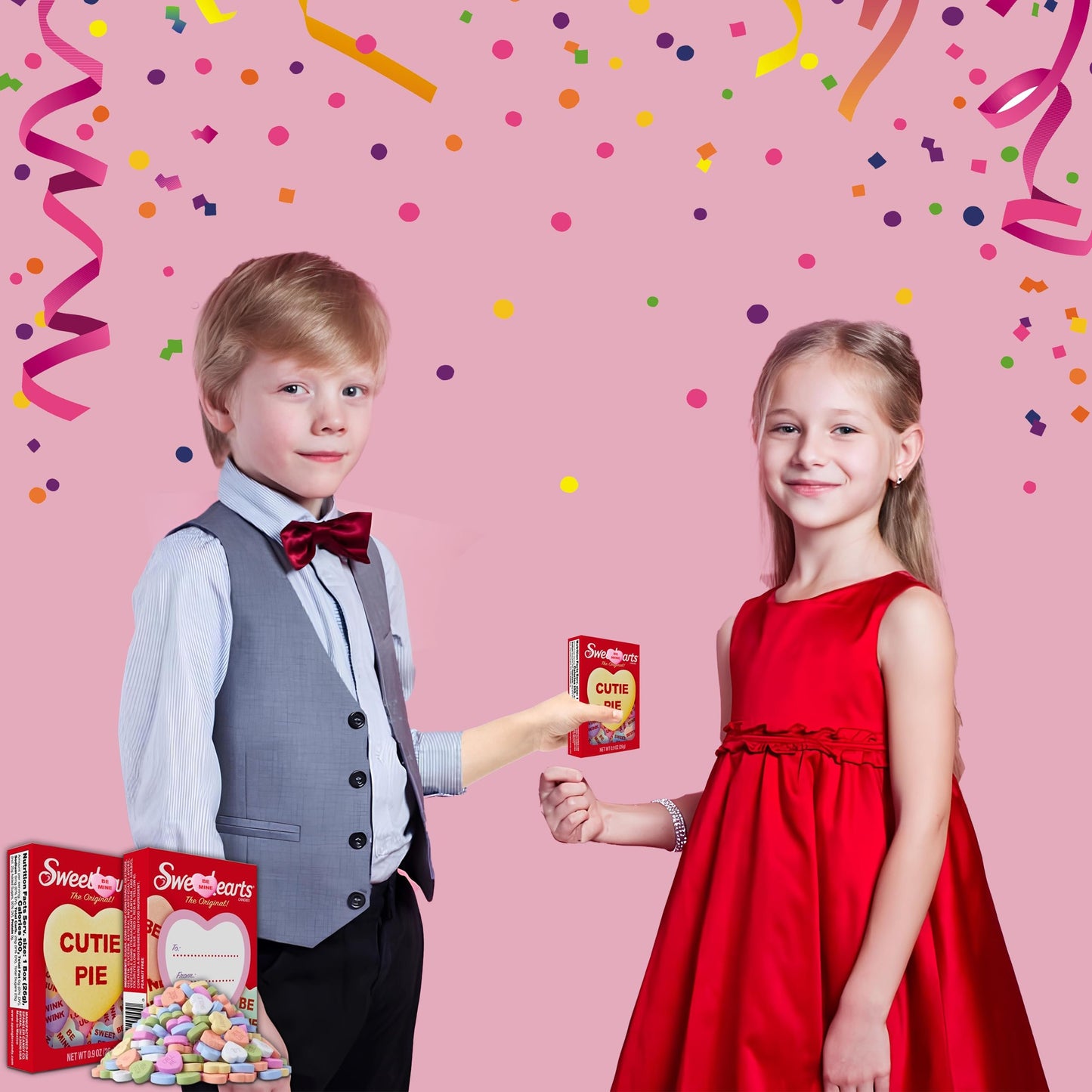 Valentine's Day Candy Conversation Hearts, Sweet Heart Conversation Hearts Candy, Individually Wrapped Addressable Boxes, Multi-Flavored Heart-Shaped Candies with Classic Sayings, .9 Oz Each, For Gifting, Classroom Exchange