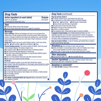 St. Joseph Aspirin Pain Reliever (NSAID) 81mg, Chewable Orange Tablets, Adult Low Dose Regimen, 36 ct