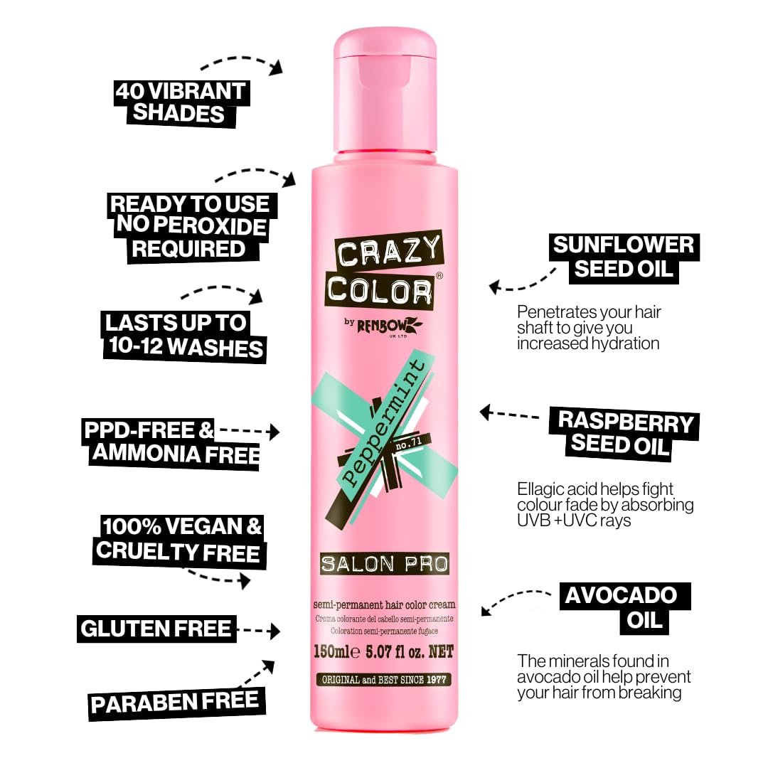 Crazy Color Peppermint Semi-Permanent Conditioning Hair Dye (150ml)