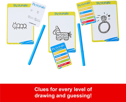 Mattel Games Pictionary Board Game, Drawing Game for Kids, Adults and Game Night with Dry Erase Markers and Boards