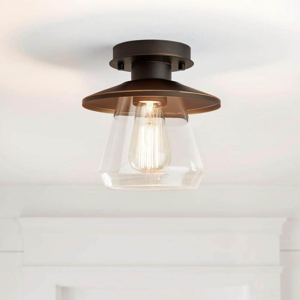 Northmoore 1-Light Oil Rubbed Bronze and Glass Semi-Flush Mount