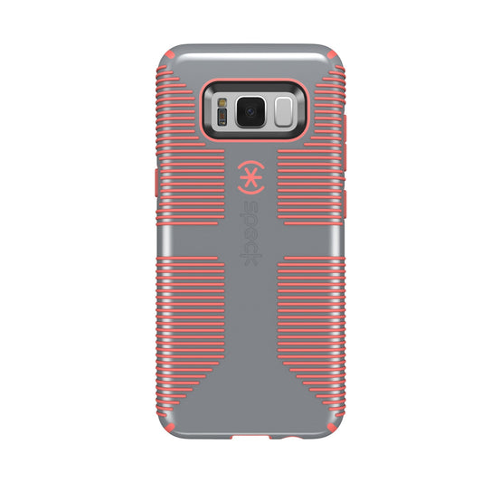 Speck Products (90211-B994) CandyShell Grip Cell Phone Case for Galaxy S8 - Nickel Grey/Warning Orange