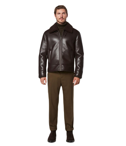 Andrew Marc Men's Faux Leather Sherling Jacket