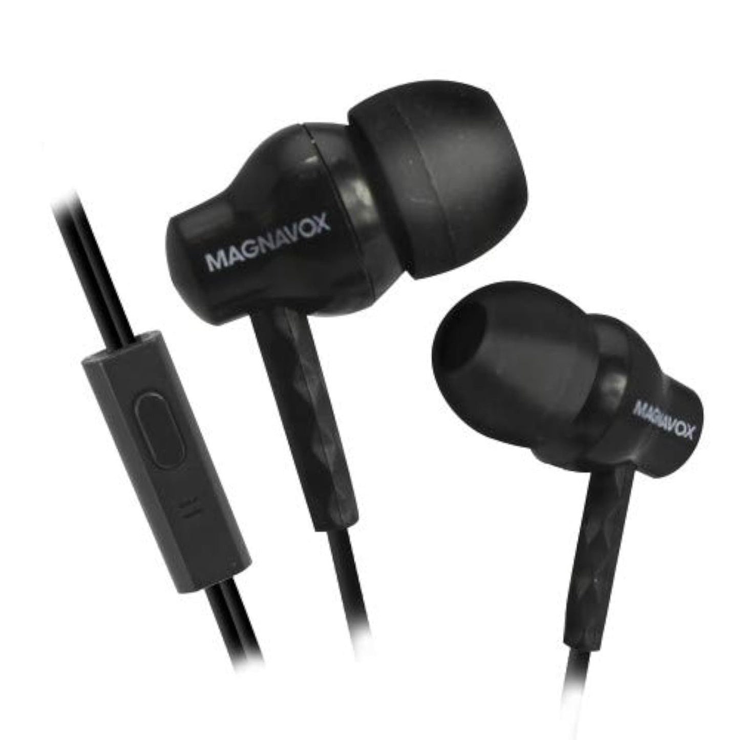 Magnavox MHP4851-BK Ear Buds with Microphone in Black | Available in Pink, Black, & White | Ear Buds Wired with Microphone | Extra Value Comfort Stereo Earbuds Wired | Durable Rubberized Cable |