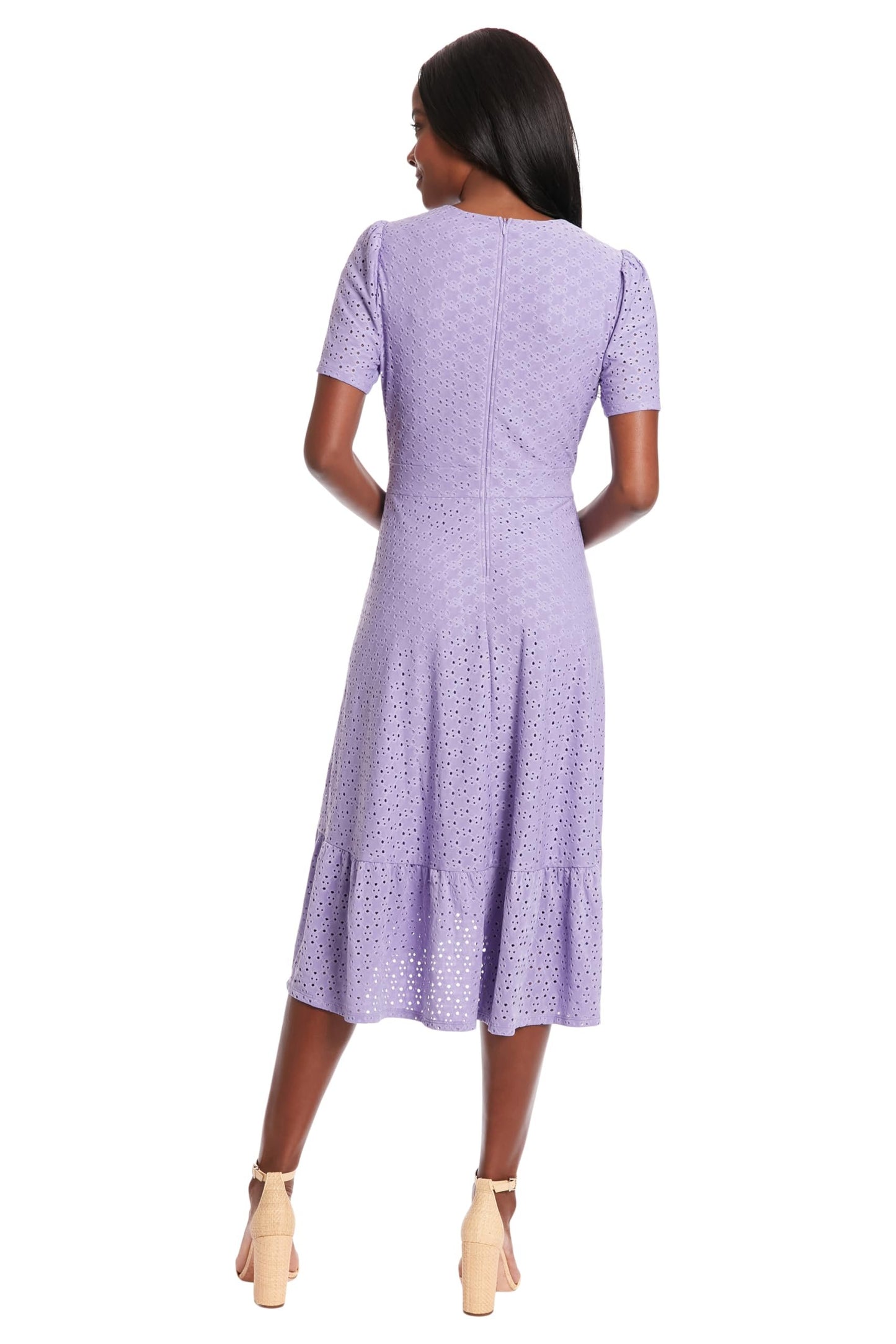 London Times Women's Short Sleeve Ruffle Wrap Dress