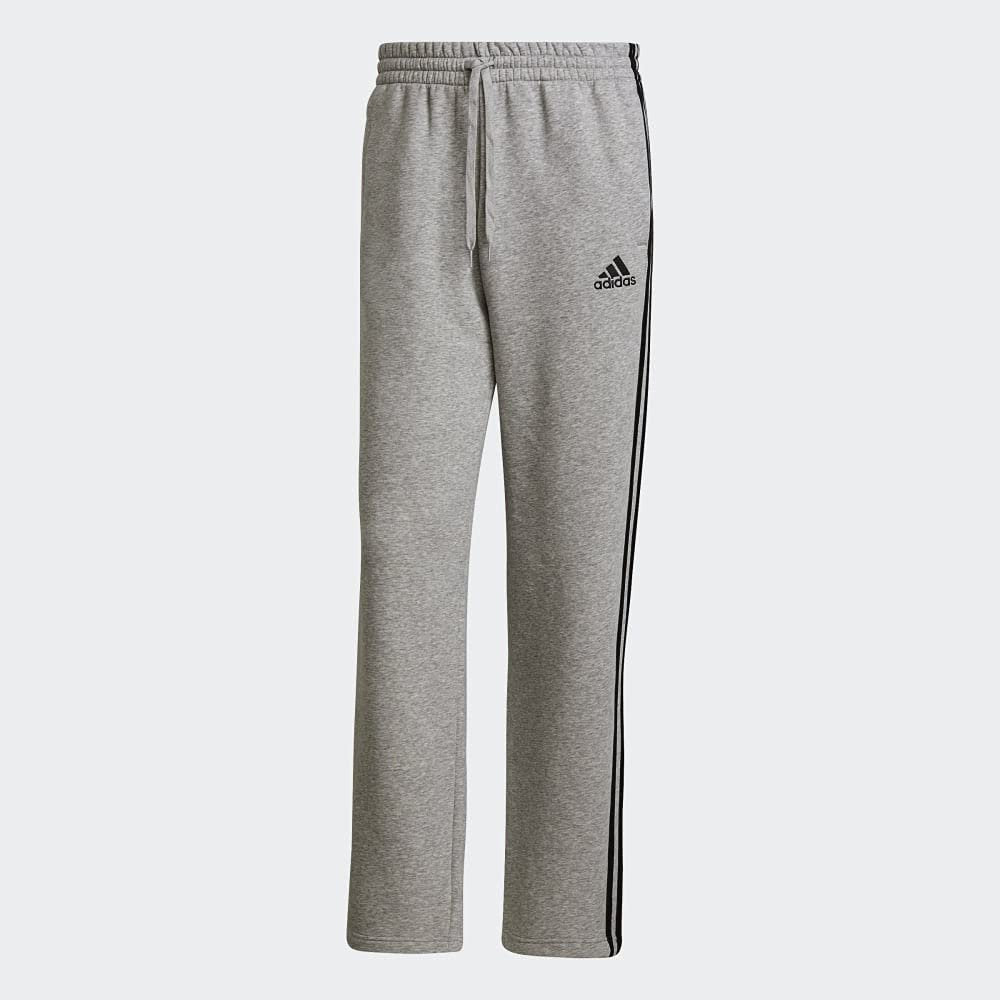 adidas Mens Essentials Fleece Open Hem 3-Stripes Pants