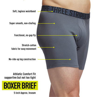 adidas Men's Stretch Cotton Boxer Brief Underwear (4-Pack)