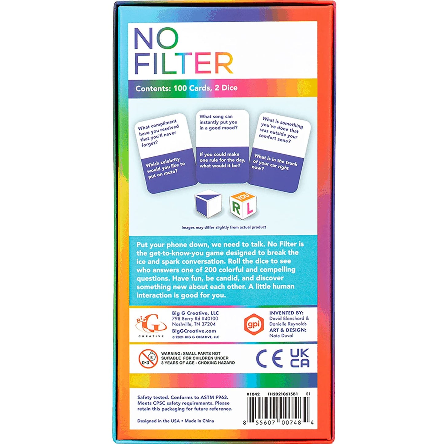 Big G Creative: No Filter - Candid Conversation Game, 3+ Players, Ages 12+, 20 Minute Gameplay, Multi