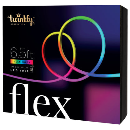 Twinkly Flex 6.5ft, LED Tube Multi Color, RGB LED Strip Flexible, Compatible with Alexa and Google Home, Gaming Lights, 16 M+ Colors, USB C Powered, App Mapping, White Wire