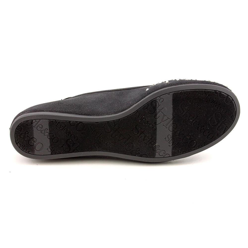 Style & Co. Womens ANGELYNN-BLK Satin Closed Toe Slide Flats, Black, Size 7.5