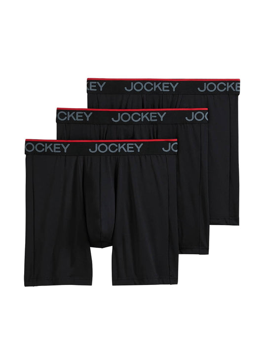 Jockey Men's Underwear Chafe Proof Pouch Microfiber 6" Boxer Brief - 3 Pack, Black, S