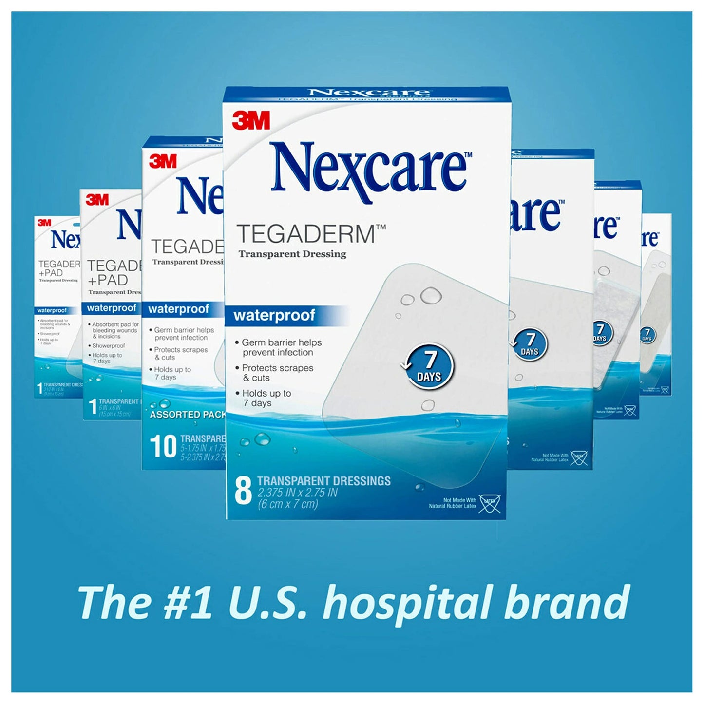 Nexcare Tegaderm Waterproof Transparent Dressing, Dirtproof, Germproof, Provides Protection to Minor Burns, Scrapes, Cuts, Blisters and Abrasions