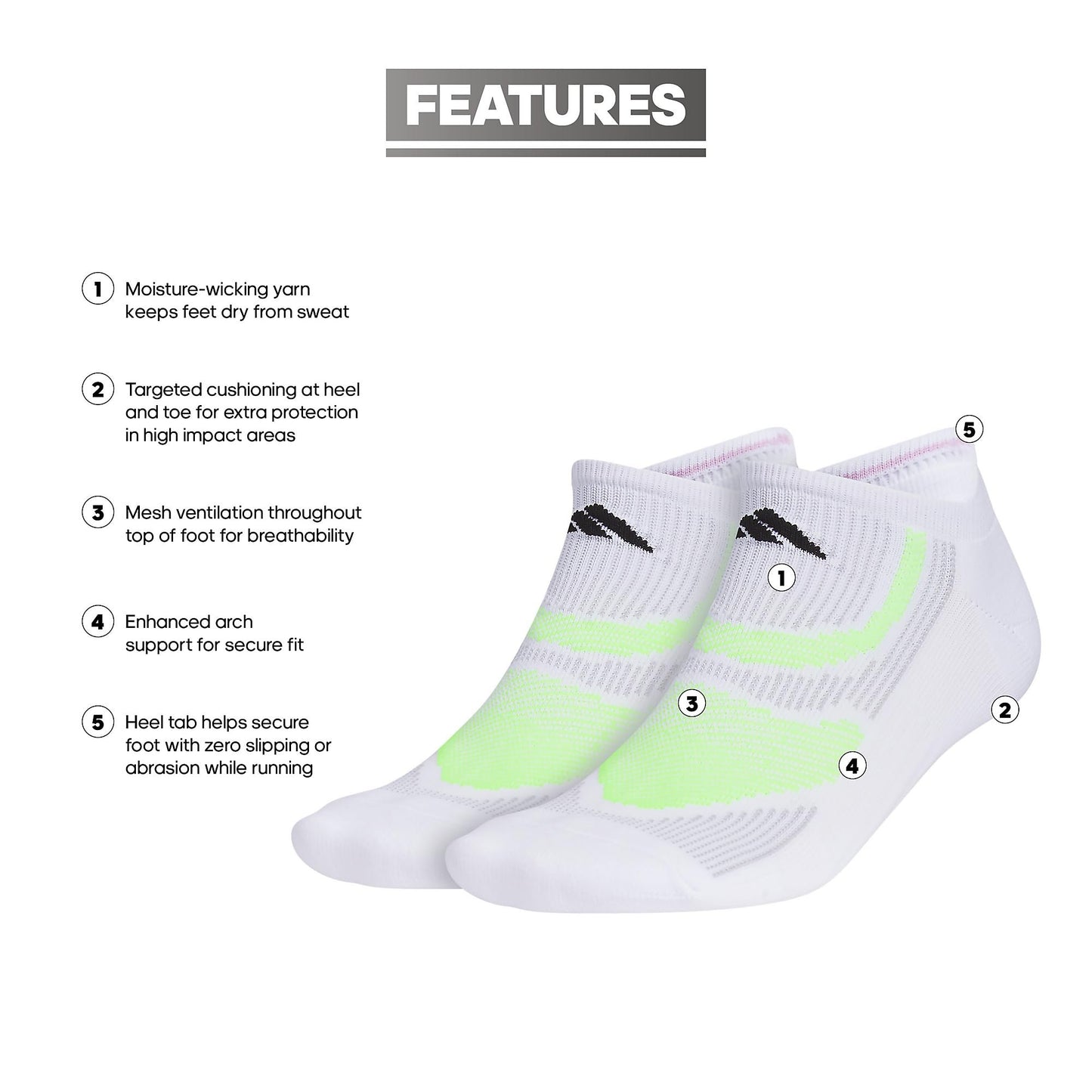 adidas Unisex Superlite Performance Tabbed No Show Running Socks with achilles protection (2-Pair)