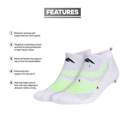 adidas Unisex Superlite Performance Tabbed No Show Running Socks with achilles protection (2-Pair)