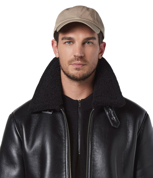 Andrew Marc Men's Legacy Short Cadman Aviator Adjustable Side Collar Tab