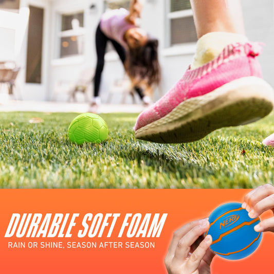 Nerf Micro Foam Sports Ball Set - Kids Foam Micro Football, Soccer Ball + Basketball Set Soft Stress Relief Foam Sports Set for Kids - Multicolor