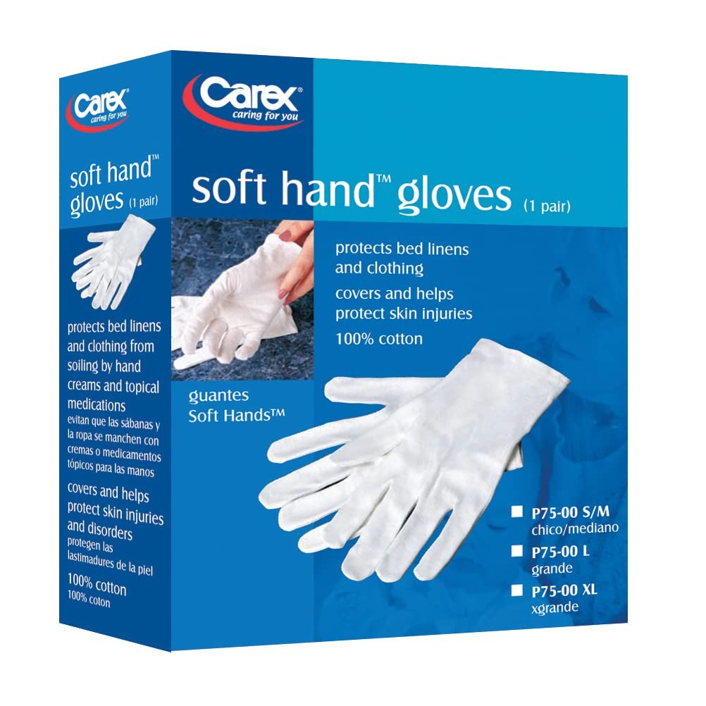 Carex Health Brands Soft Hands Cotton Gloves Large