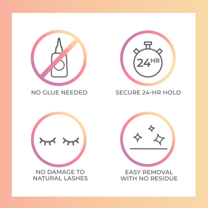 KISS imPRESS Falsies Press On Self Adhesive Eyelashes, 10mm-12mm Natural Volume Press On Lashes, Black, No Glue Needed, Invisible Band, 12 Lash Clusters - Classy