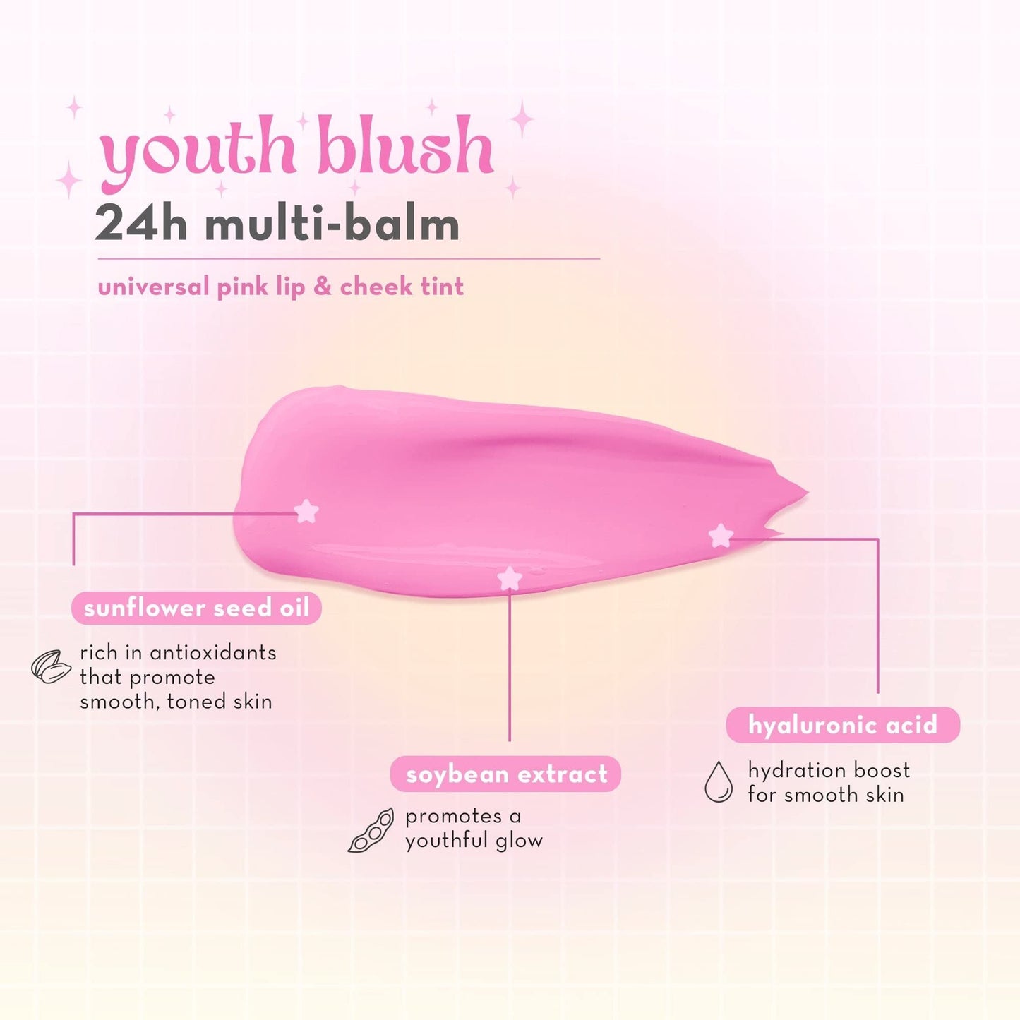 The Crème Shop YOUTH BLUSH 2-In-1 Lip & Cheek Multi-Balm - Made in Korea - Pink Lip and Cheek Stick