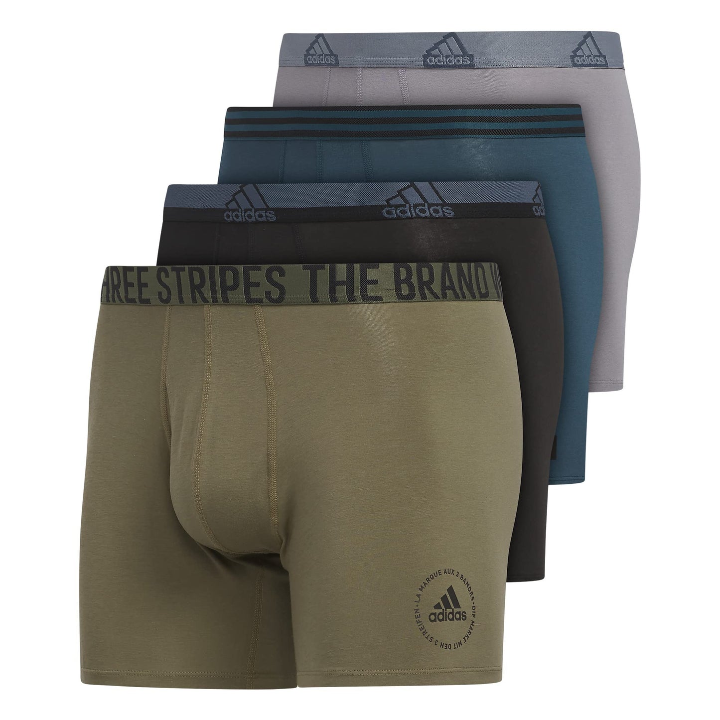 adidas Men's Stretch Cotton Boxer Brief Underwear (4-Pack)