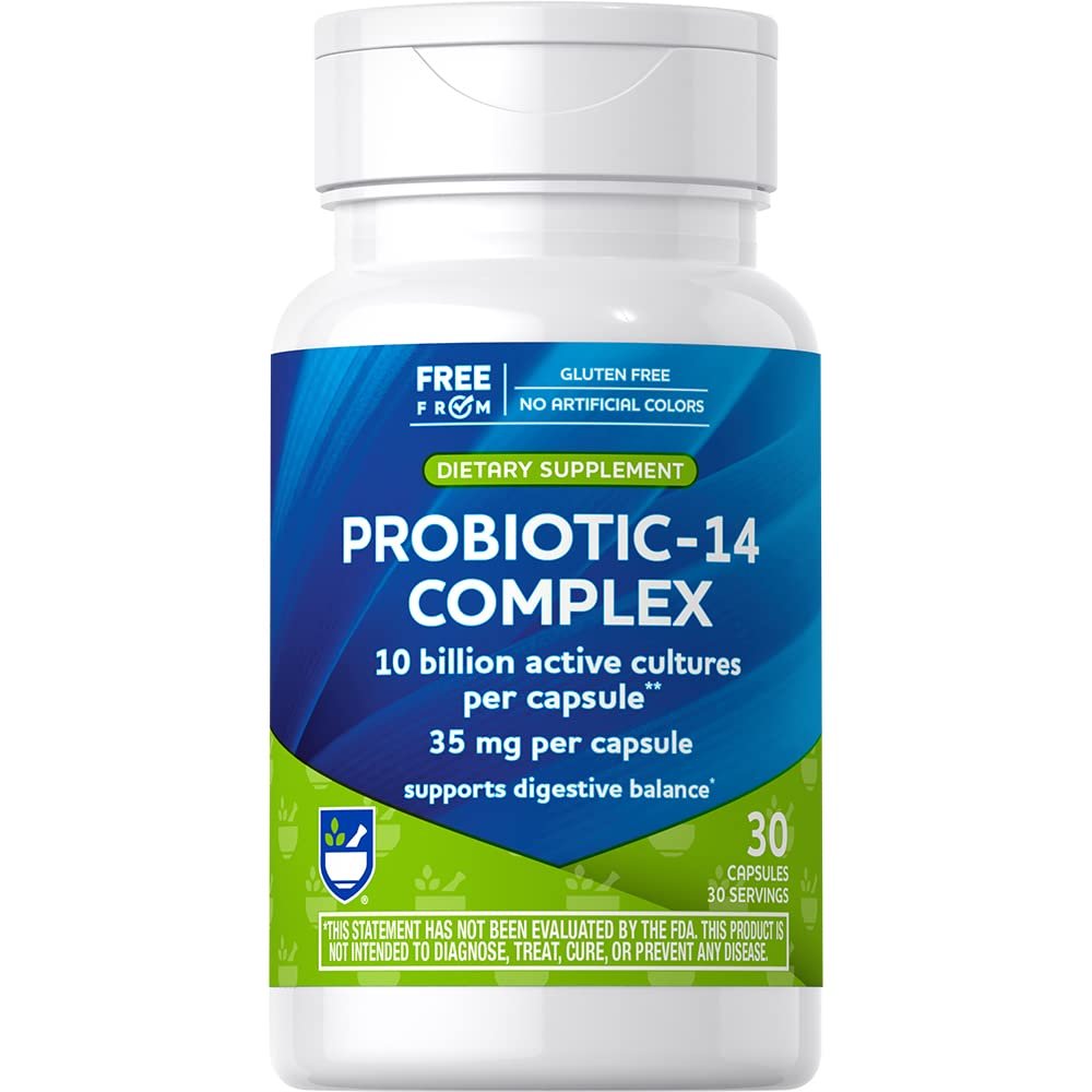 Rite Aid Probiotic 14 Complex 10 Billion - 30 Count, Restoring Good Bacteria, Colon Health, Daily Colon Health Probiotic, Mens & Womens Probiotic