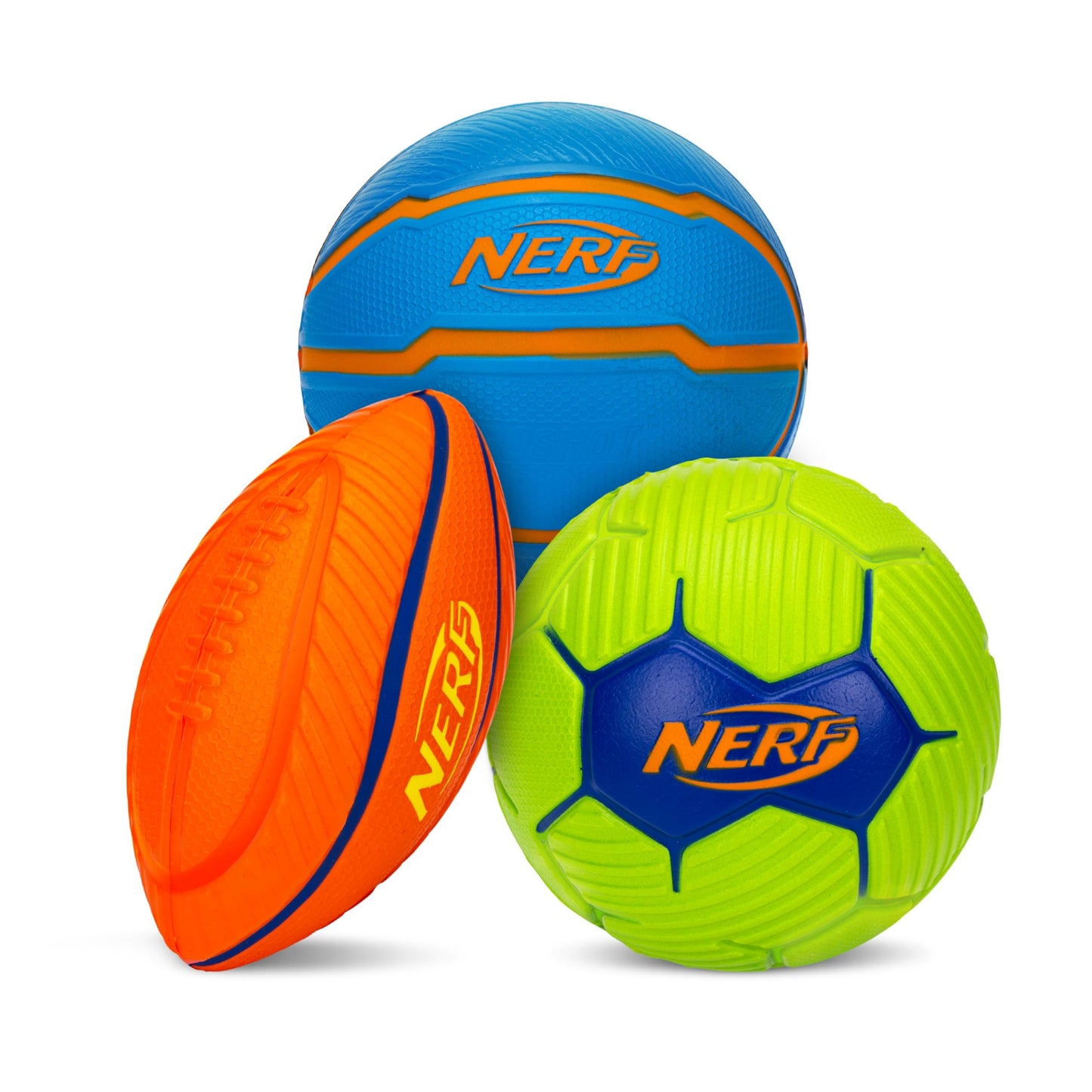 Nerf Micro Foam Sports Ball Set - Kids Foam Micro Football, Soccer Ball + Basketball Set Soft Stress Relief Foam Sports Set for Kids - Multicolor