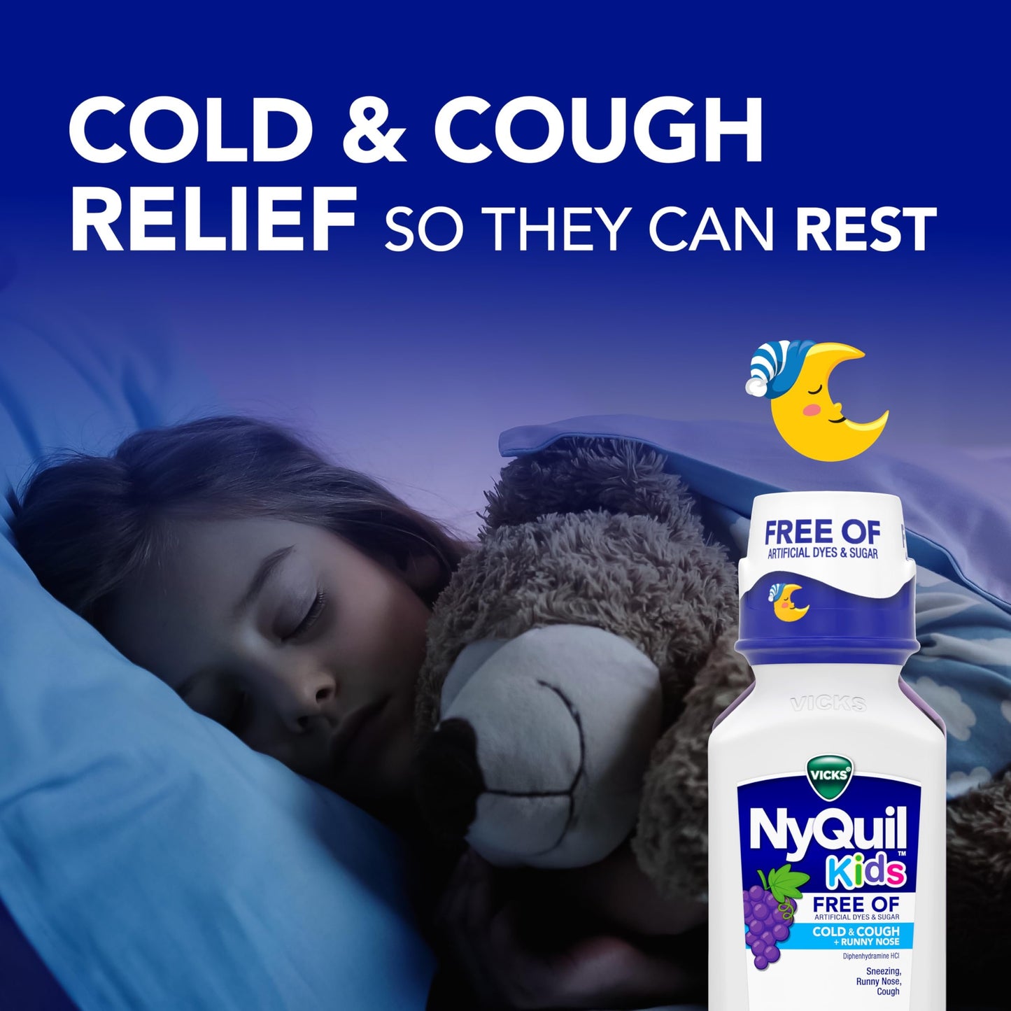 Vicks Kids DayQuil & NyQuil Cold & Cough Relief Liquid Co-Pack, Free of Artificial Dyes & Sugar, Multi-Symptom Relief of Cough, Sneezing, Runny Nose, Mucus, and Chest Congestion, for Ages 6+, 2x6oz