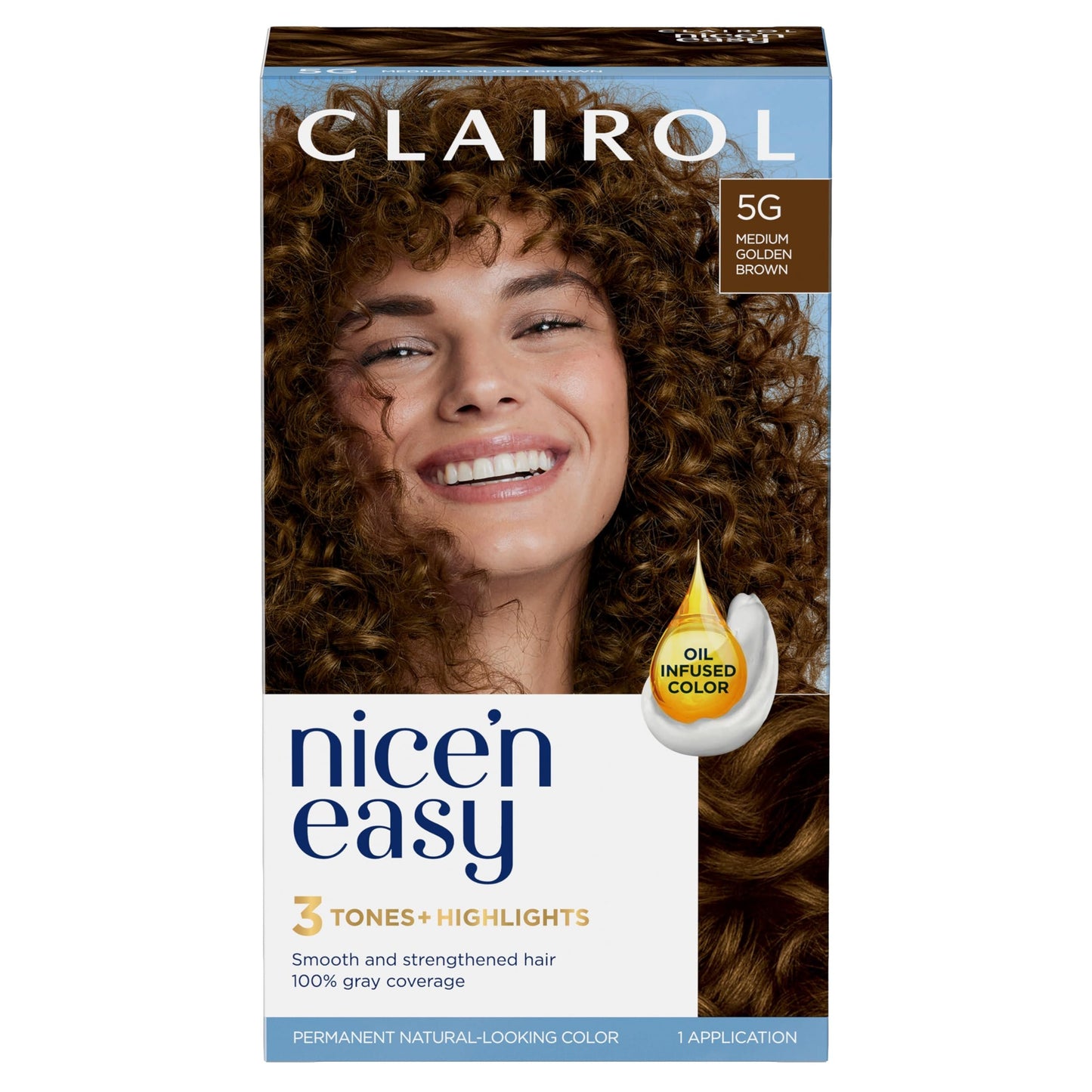 Clairol Nice'n Easy Permanent Hair Dye, Natural-Looking Brown Hair Color with 100% Gray Coverage