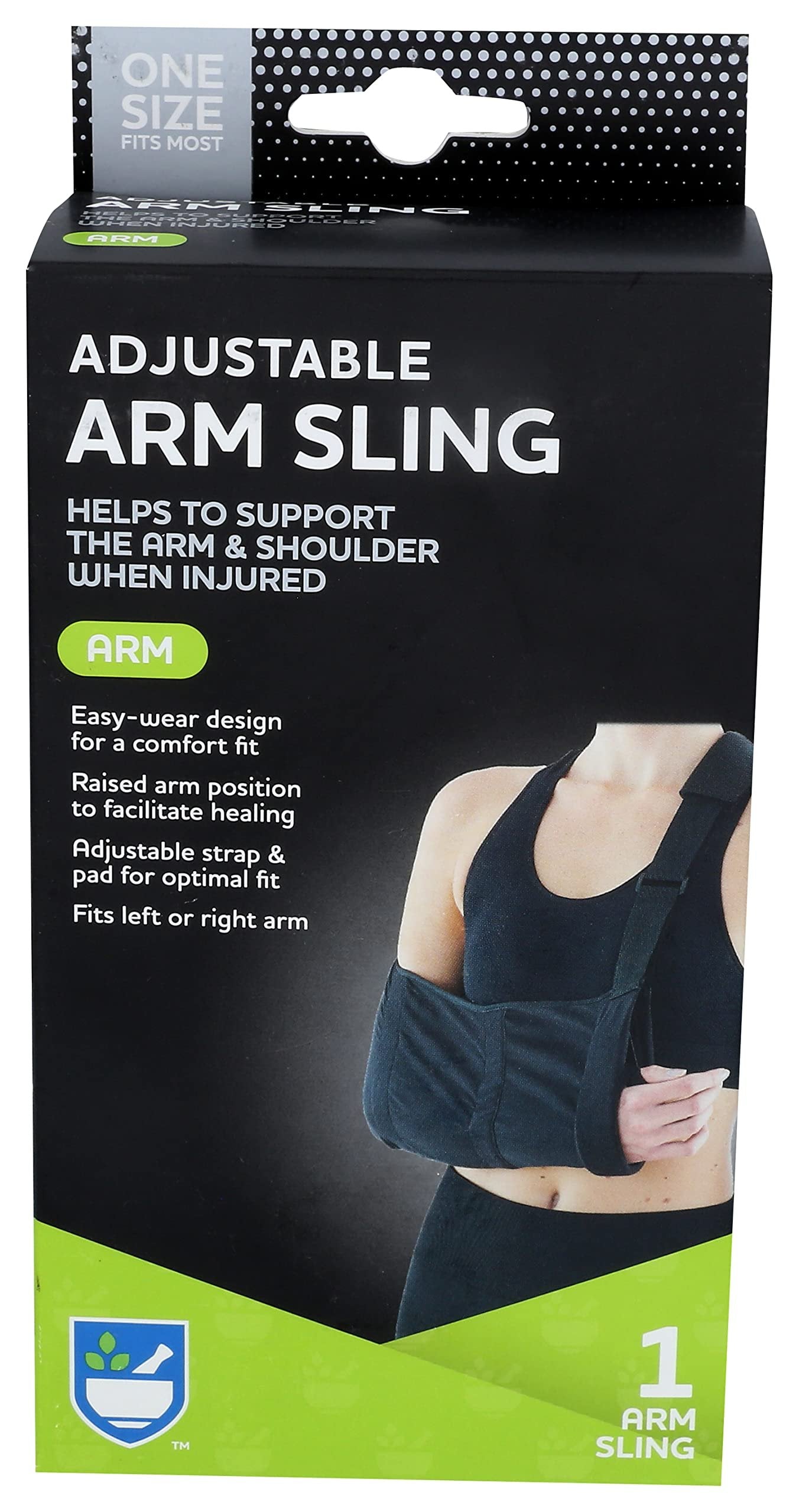 Rite Aid Adjustable Arm Sling (One Size, Fits Most), Arm Brace for Injured Arm and Shoulder Support