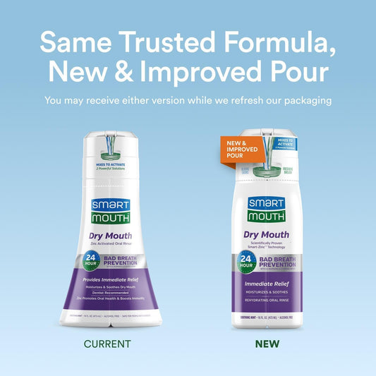 SmartMouth Activated Dry Mouth Mouthwash, Dry Mouth and Bad Breath Relief, Mint, 16 fl oz, 1 Pack