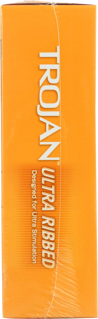 Trojan Condom Stimulations Ultra Ribbed Lubricated 12 Pc - 2 Packs