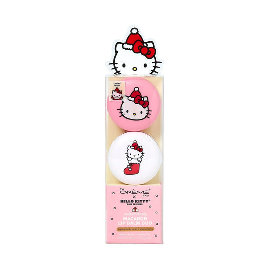 The Créme Shop x Hello Kitty & Friends Macaron Lip Balm Duo, Korean Lip Balm with Murumuru Seed Butter and Hyaluronic Acid (Mixed Berry & Icing on the Cake)