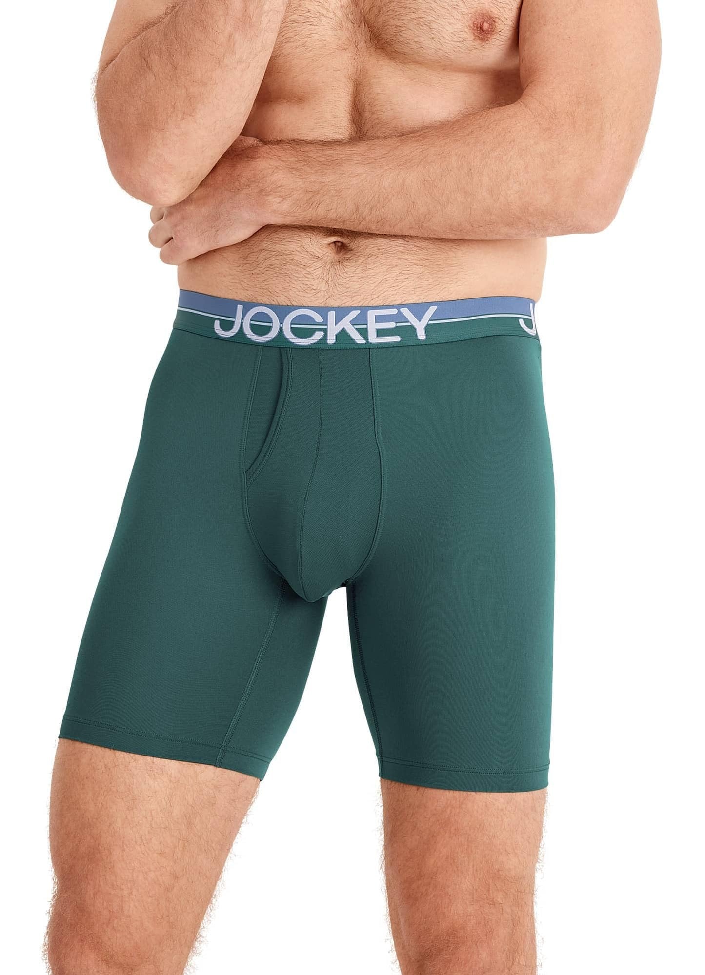 Jockey Men's Underwear Infinite Cool Microfiber Stretch 8" Long Leg Boxer Brief - 3 Pack