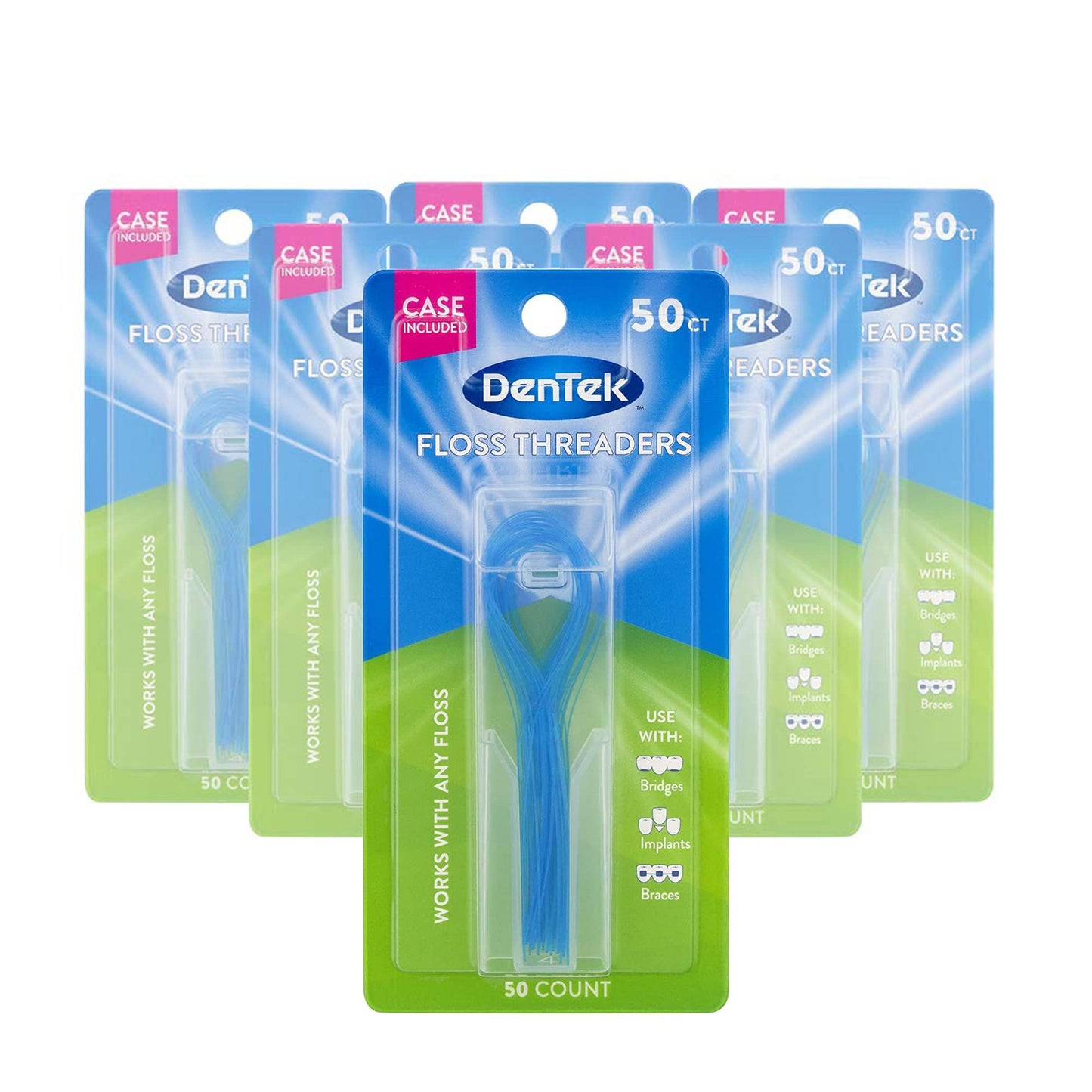 DenTek Floss Threaders | | Works with Braces, Bridges, and Implants | 50 Count with Case