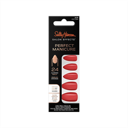 Sally Hansen Salon Effects® Perfect Manicure, ASAP Apple, Press On Nails, Almond Shaped, Non-Damaging Adhesive Tabs, File, and Alcohol Pad Included